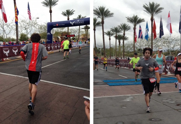 Phoenix Marathon 2013 I Barely made my goal of under 4 hours. I wanted to walk so bad at mile 21, but knew I wouldn't make it. Tuff mental/physical battle on my first marathon.