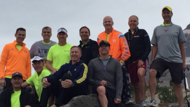 Ben, Kerry, Scott, Greg A., Jeff, Tory, Marlo, (bottom row) Grant, Mike, John, Greg D.  ; All fresh ... about to begin a road race!