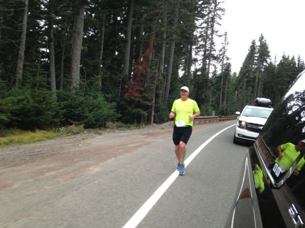 Jeff - first leg - running down Mt. Hood